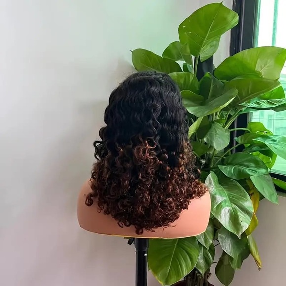 Ombré Double Drawn Romance Curly Lace Frontal Human Hair Wigs - Picture 5 of 5